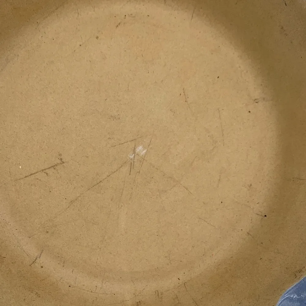 Pampered Chef Family Heritage Blue and Tan Stoneware Pie Dish county blue